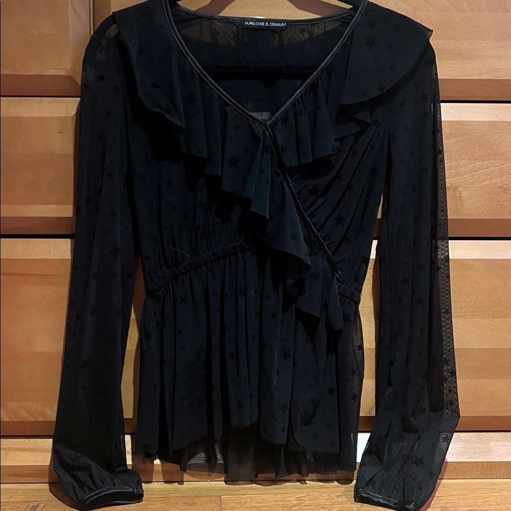 Harlowe & Graham Black Sheer Blouse